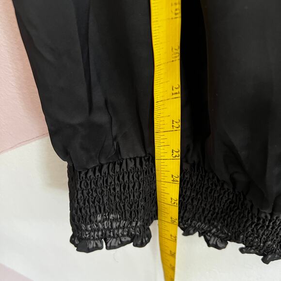 Black Ruffle Front Satin Tank Top Victorian Y2K 2000s Gothic Grunge Large - Picture 6 of 7